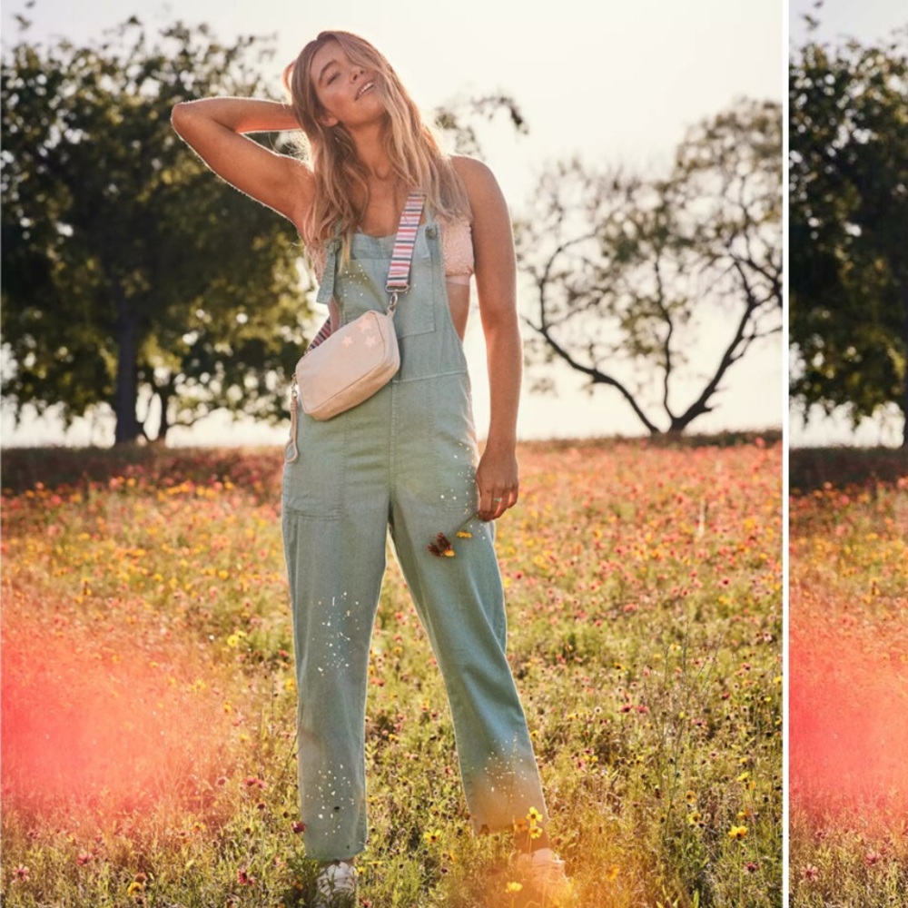 Aerie Pastel Green Denim Jumpsuit